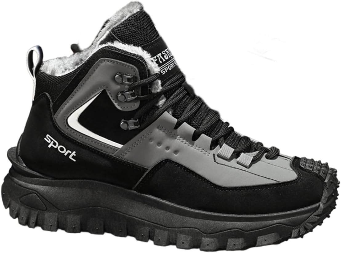 

Мужские зимние высокие кроссовки Lexamen Mens с противоскользящей подошвой, легкие, дышащие, с флисовой подкладкой, спортивные кроссовки для зала, серый