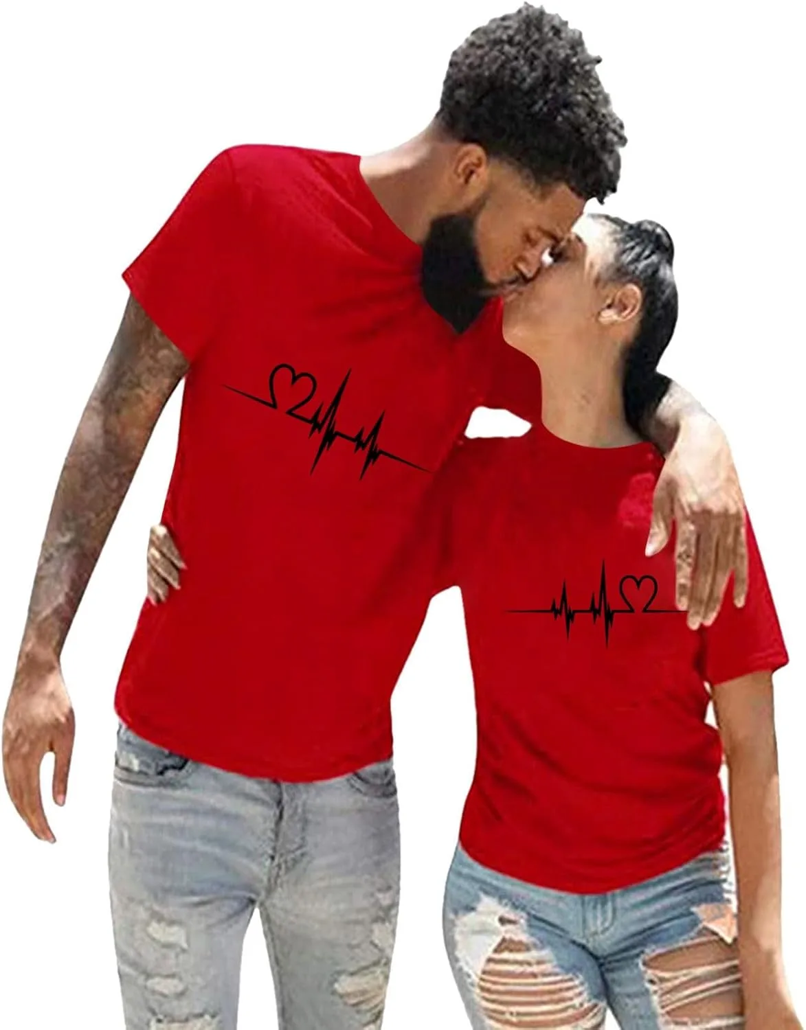 

Парные футболки для влюбленных, короткий рукав, с принтом