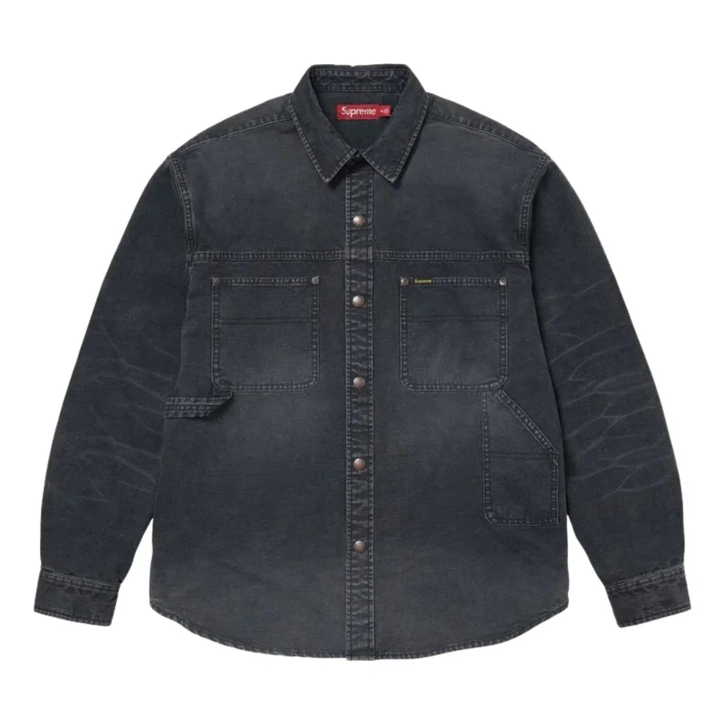 Футболка Supreme SS26 Worn Snap Painter Shirt 'Black' SUP-SS26-125-BLK, черный