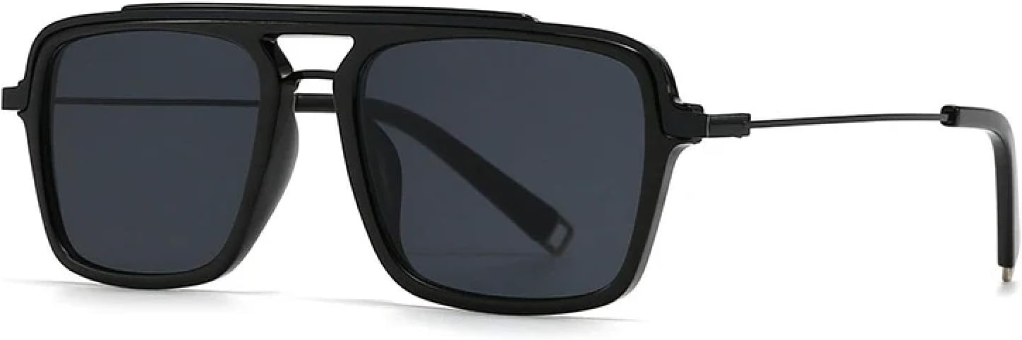 

Мужские солнцезащитные очки в стиле ретро с двойной перемычкой, защита от УФ-излучения UV400, модные женские очки с градиентным переходом, полуметаллический дизайн TVTBBVV, Black Gray