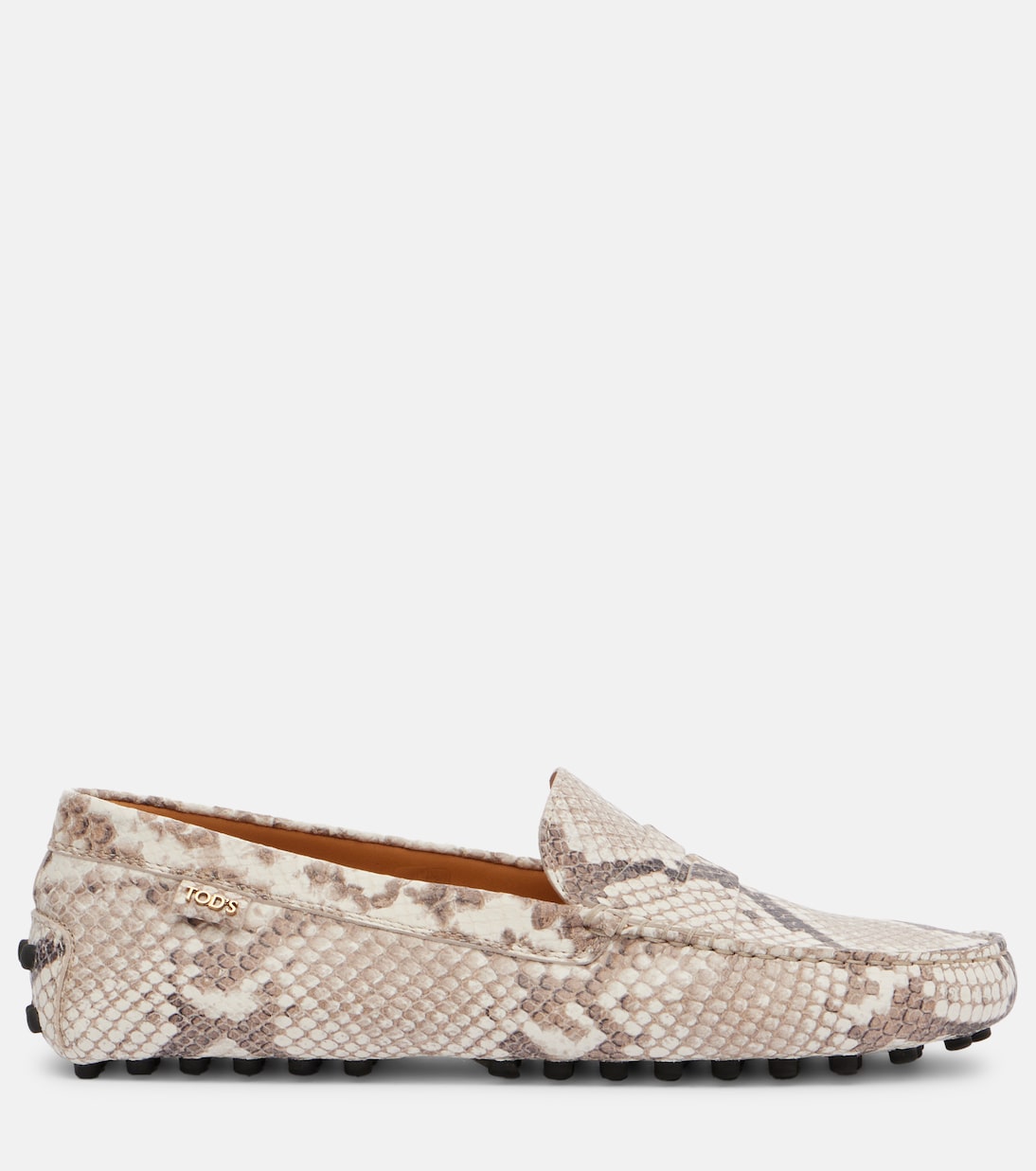 Туфли Gommino из кожи с эффектом змеиной кожи для вождения Tod's, Roccia — фото 4