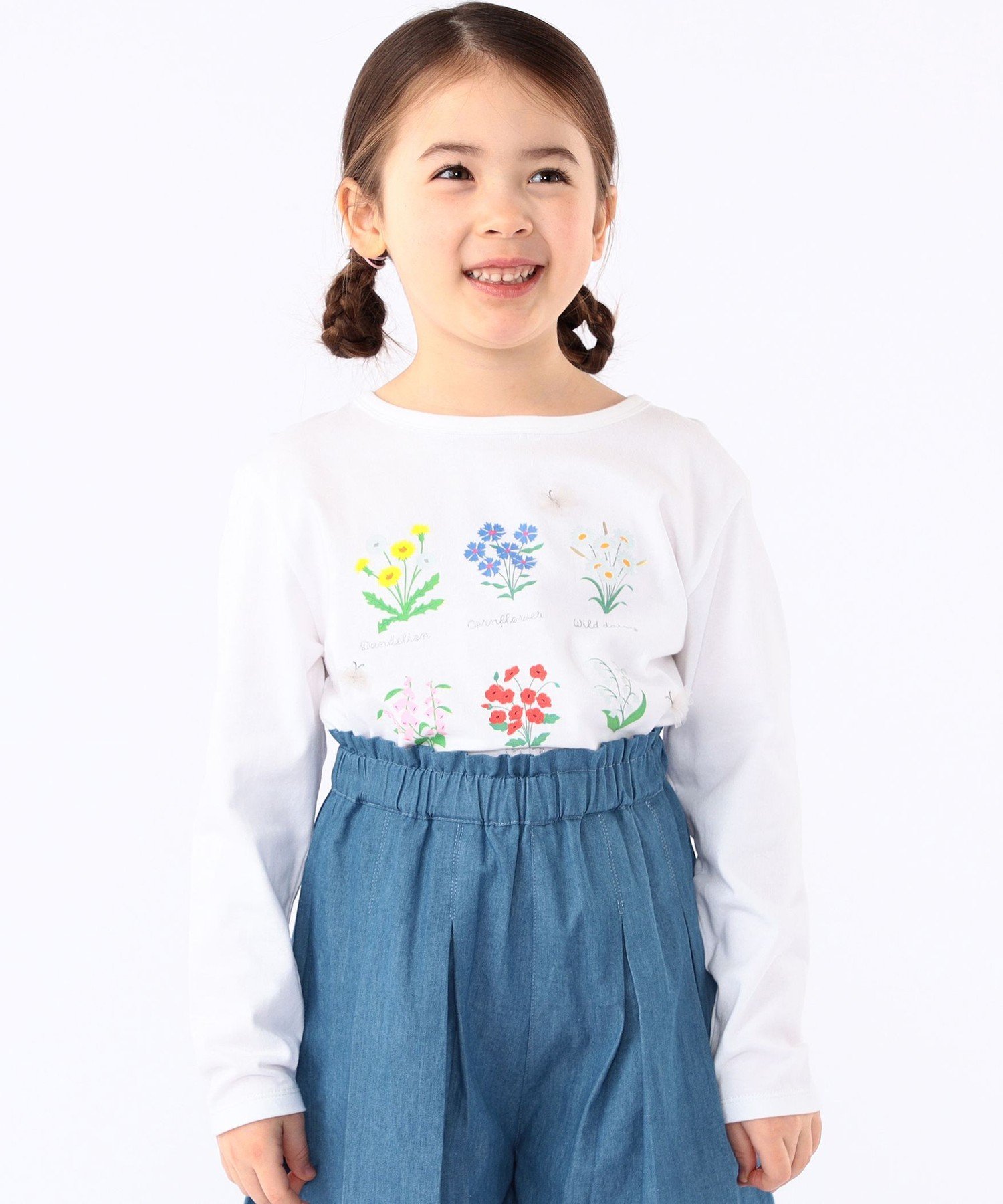 Детская футболка с длинным рукавом "Цветочная книга": 100~130 см SHIPS KIDS, Off white — фото 2
