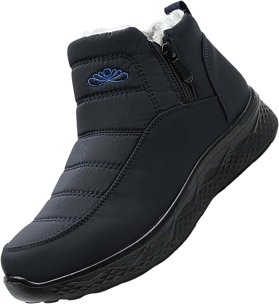 

Теплые зимние ботинки для женщин и мужчин, водонепроницаемые с меховой подкладкой, легкие ботинки с нескользящей подошвой для пар Generic, синий