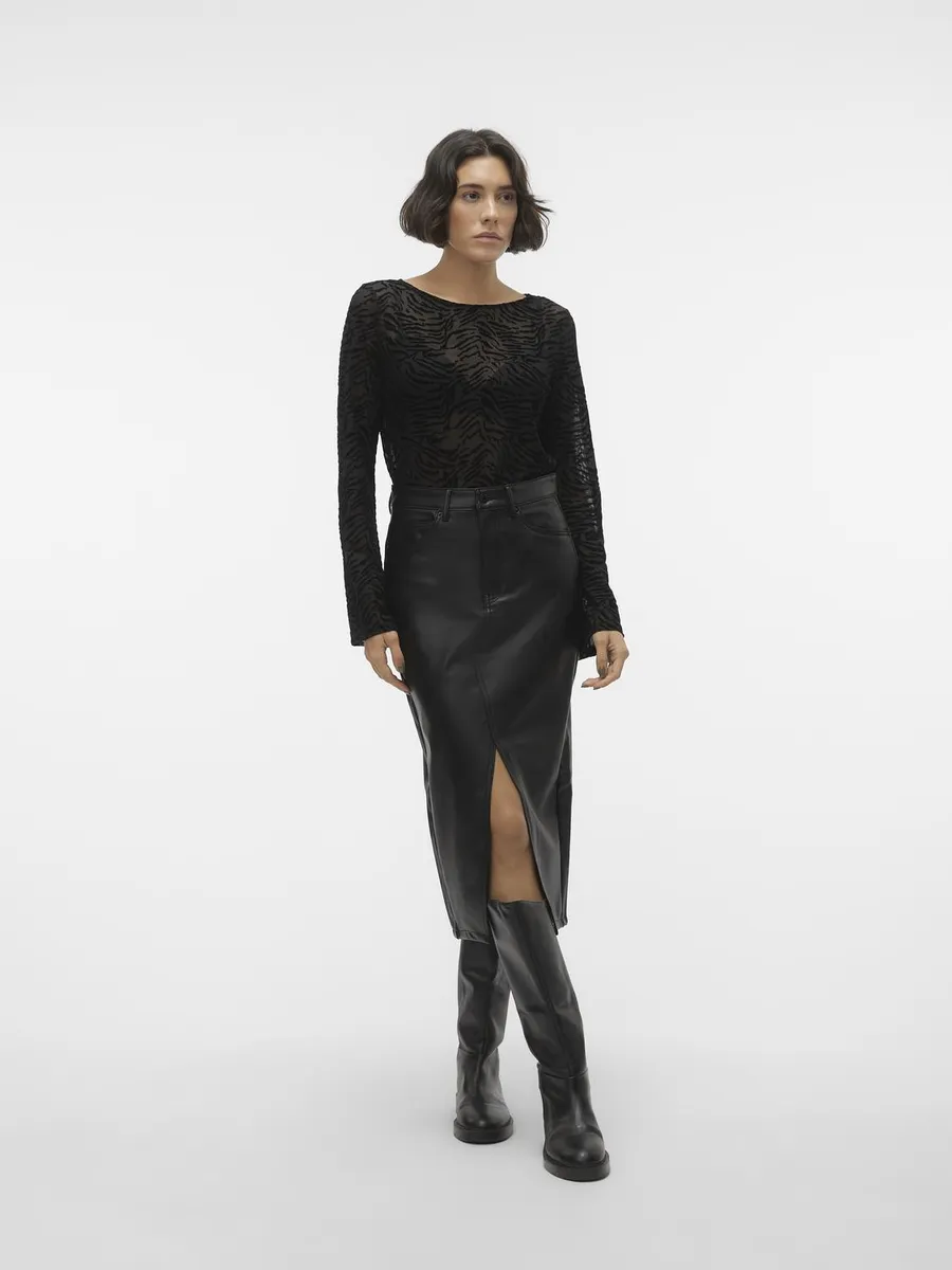 

Юбка из искусственной кожи Vero Moda "VMVERI HR CALF PL SKIRT NOOS", черный