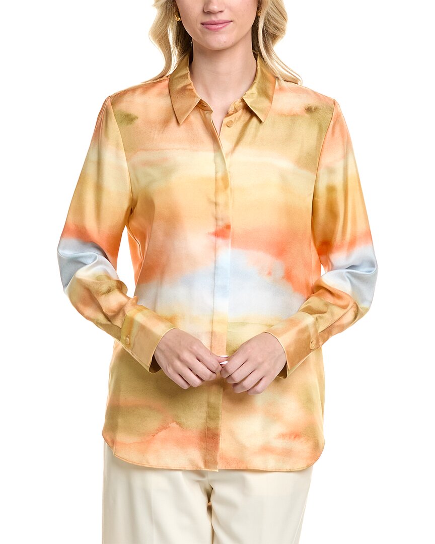 

Lafayette 148 New York Scottie Шелковая блузка, бежевый