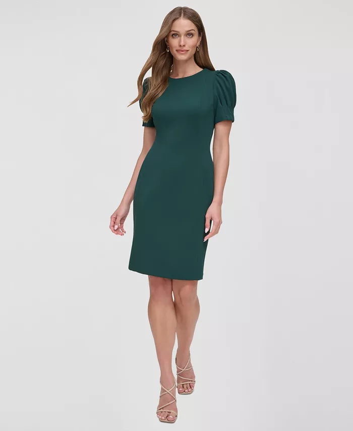 

Женское платье-футляр с рукавами-фонариками длиной до колена DKNY, зеленый