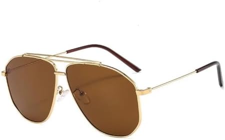 

Квадратные многоугольные солнцезащитные очки из сплава для мужчин, модные солнцезащитные очки для женщин, ретро-очки, розовые, прозрачные, большого размера MTZJH, Gold Tea