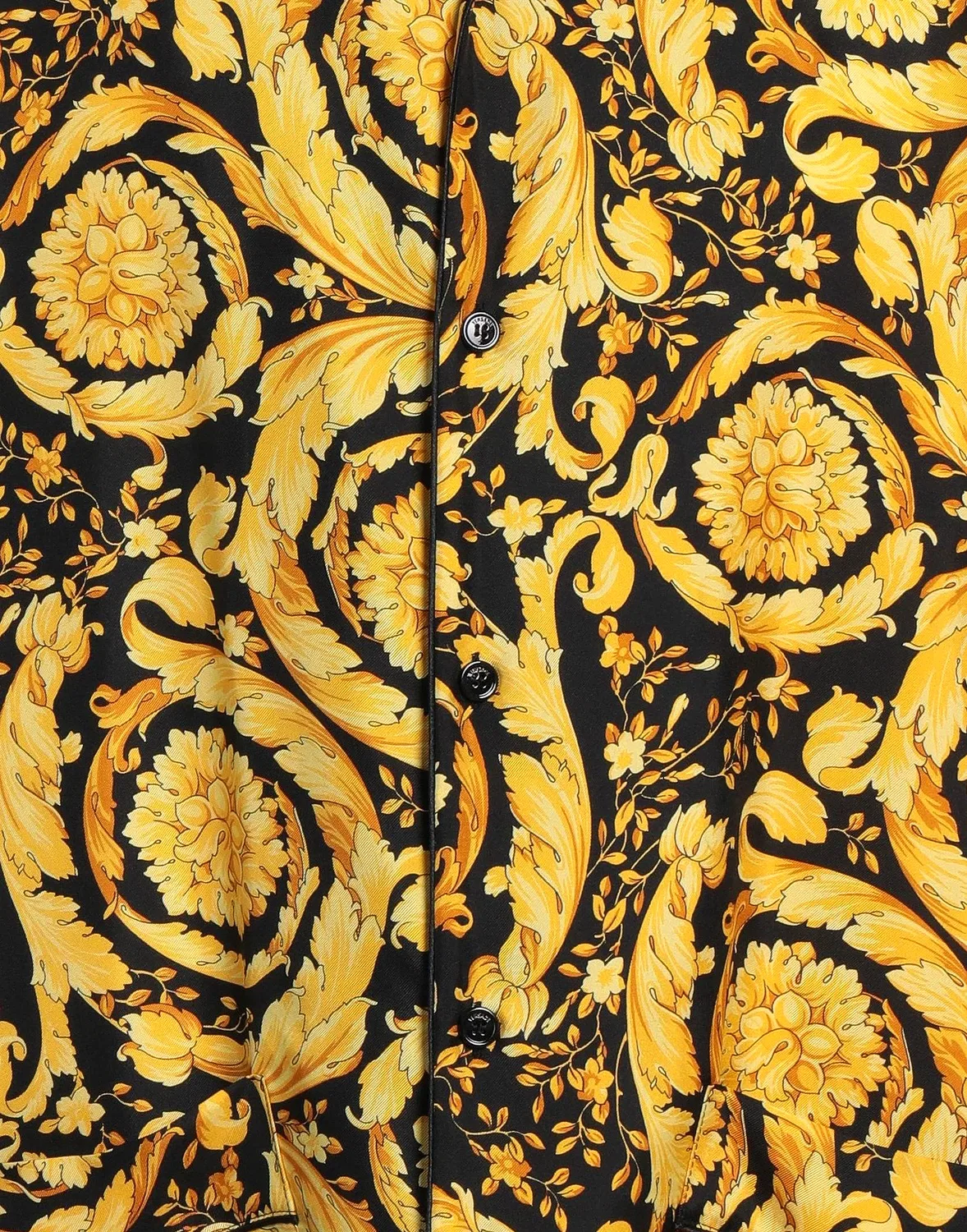 Рубашка из атласа с цветочным принтом VERSACE черный — фото 4