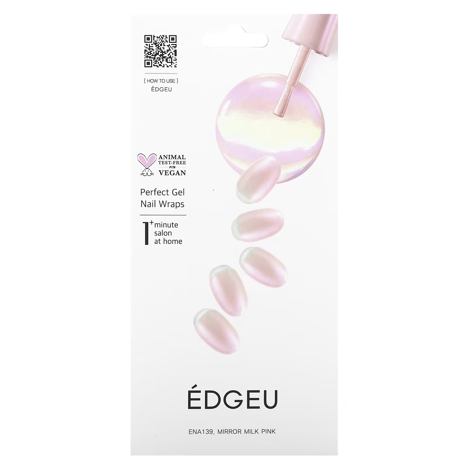 

Уход за ногтями рук Edgeu Perfect Gel Nail Wraps ENA 139, набор из 16 шт., молочно-розовый