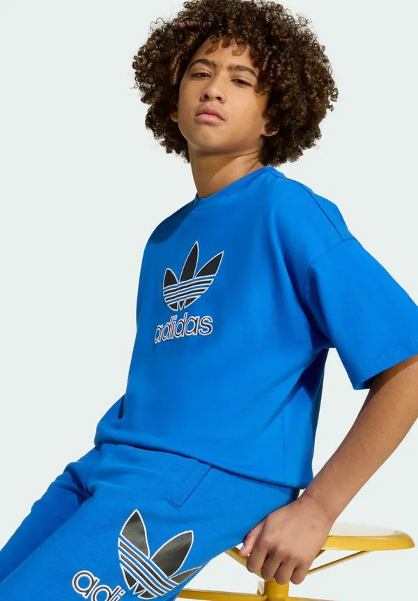 Футболка оверсайз с принтом в виде трилистника Adidas Originals, Blue — фото 4