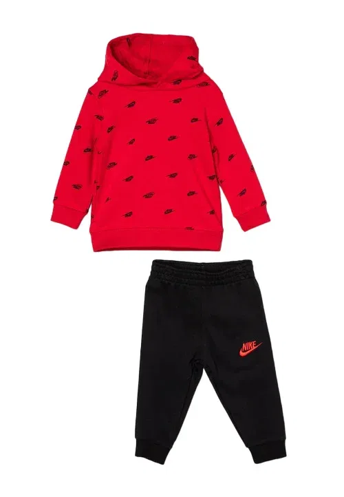 Комплект худи и брюки с принтом Nike Sportswear, черный