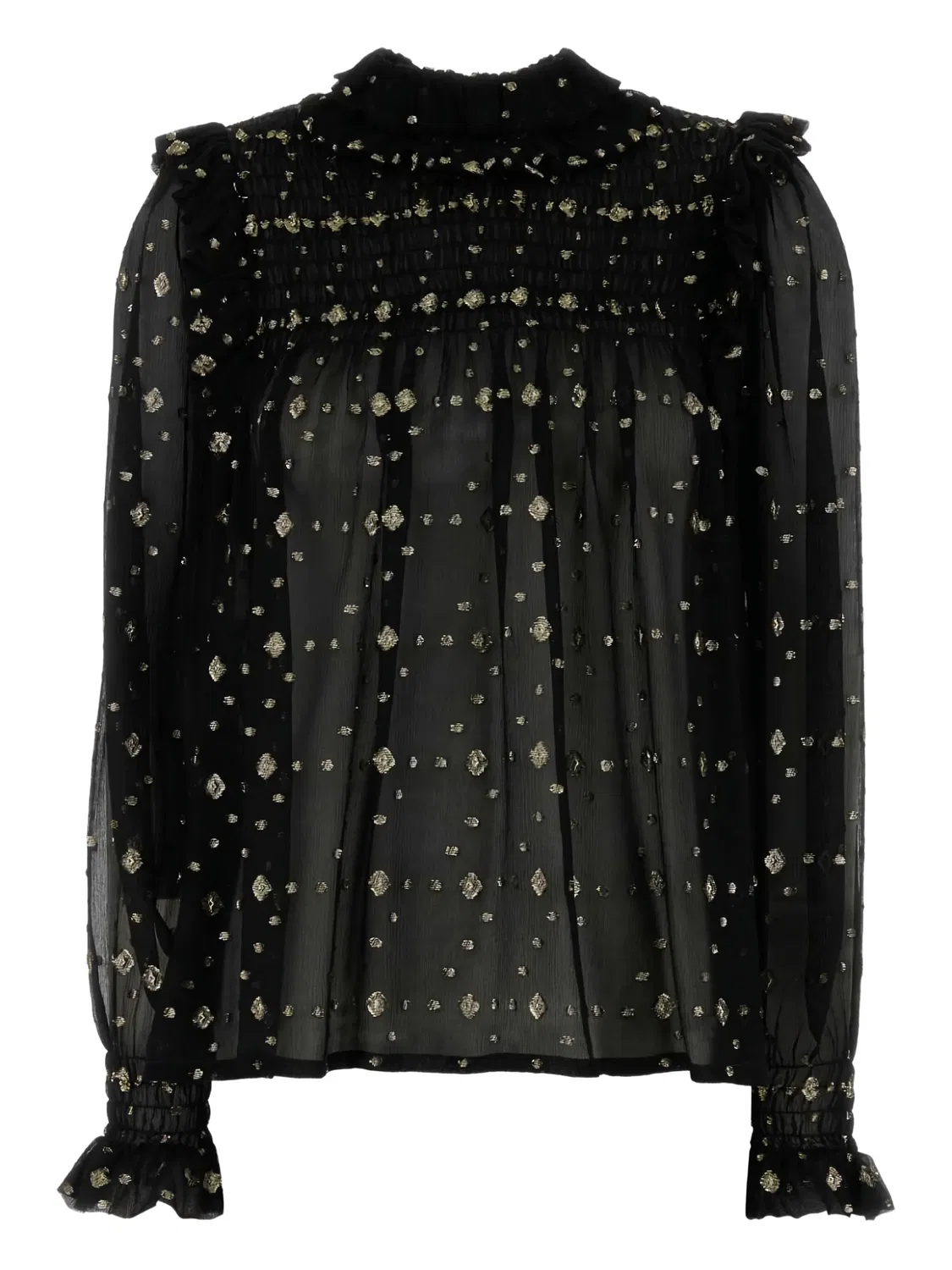 Блузка с вышивкой Saint Laurent, черный