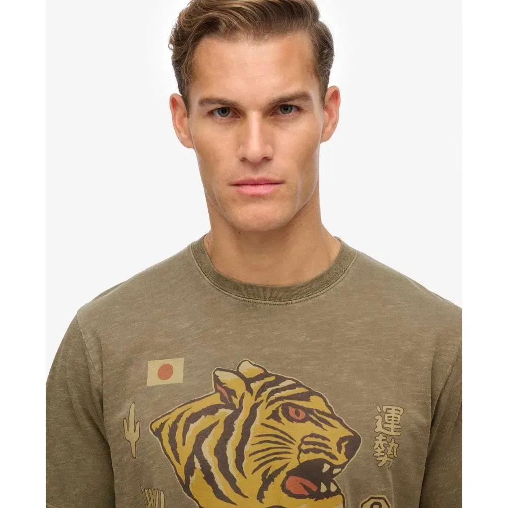 Футболка свободного кроя Superdry Campaign Souvenir Loose Fit, зеленый — фото 3