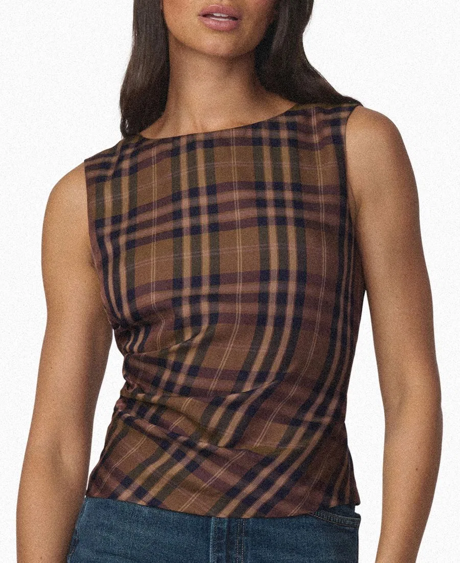 Топ без рукавов The Meg Plaid Joe's Jeans, Camel Plaid — фото 4