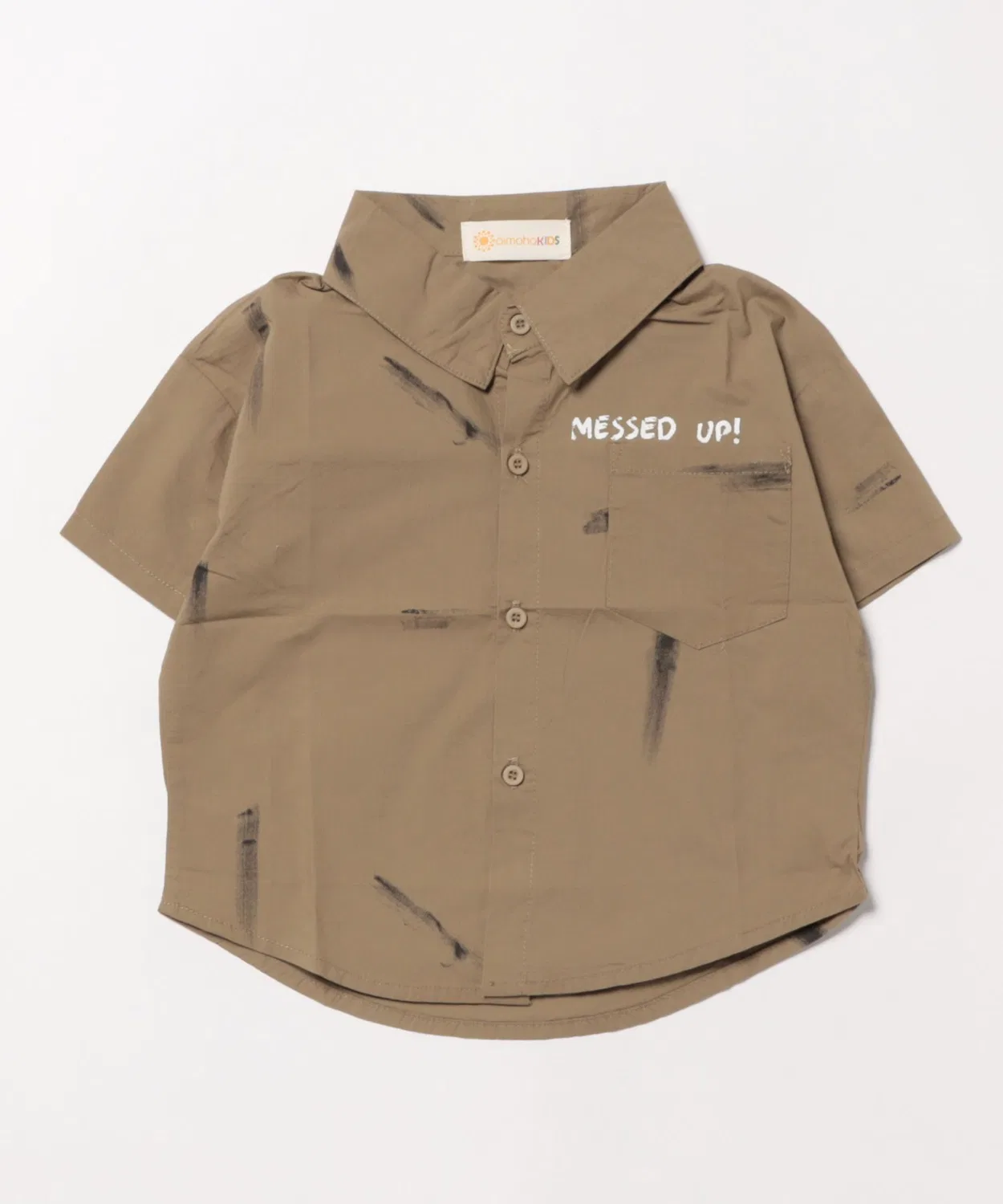 Детская рубашка с принтом aimoha, Dark Beige