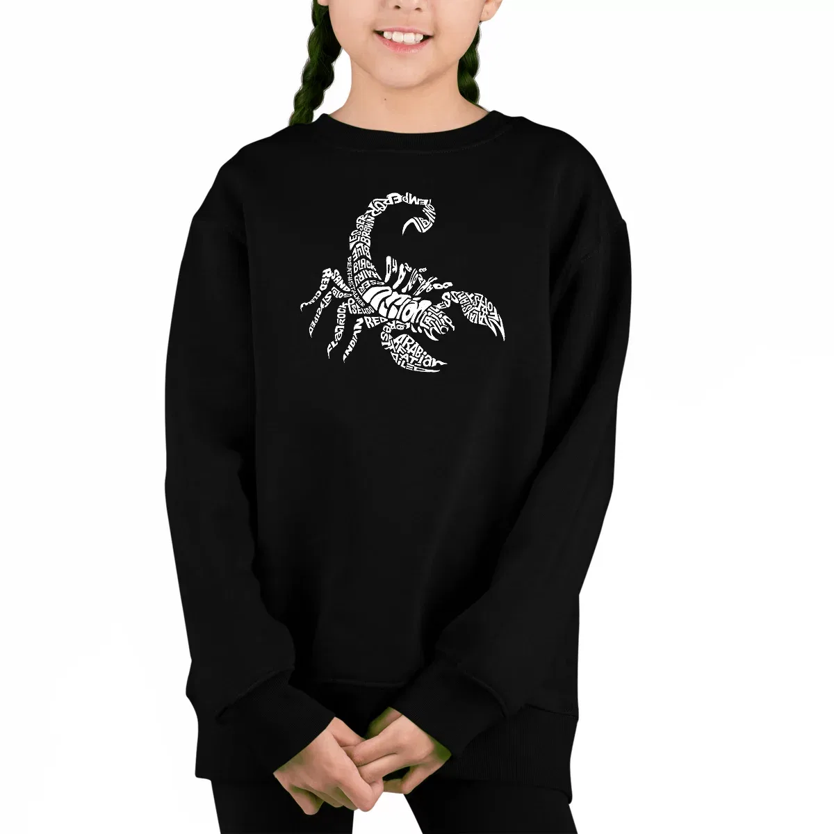 Детский свитшот с принтом Types Of Scorpions LA Pop Art, Black