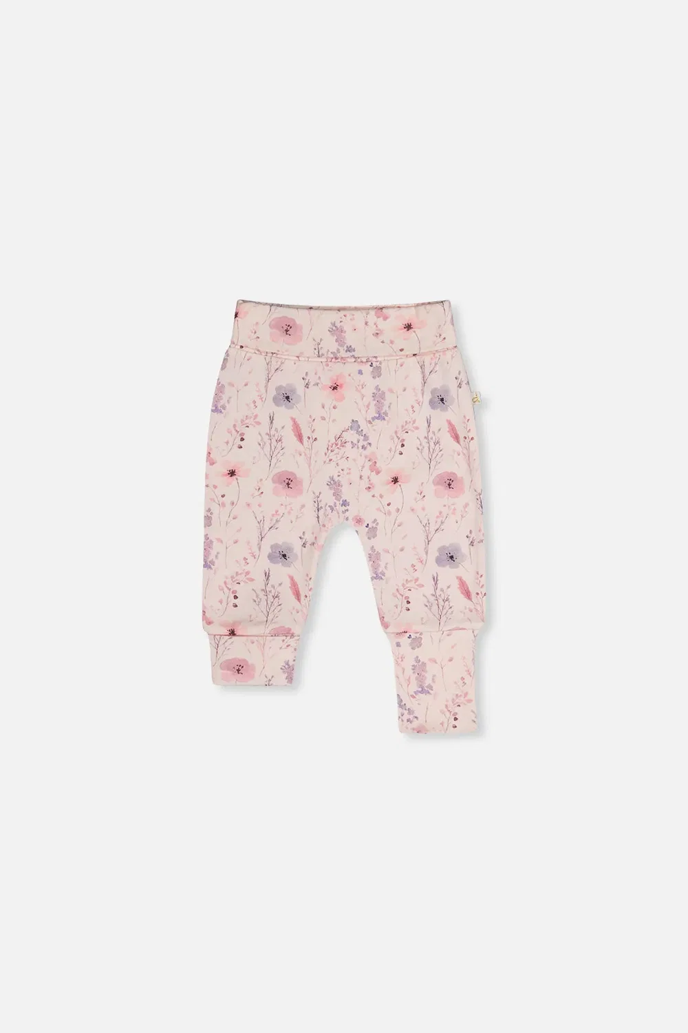 Детские штаны с флисовыми манжетами Deux par Deux, Pink Printed Flowers
