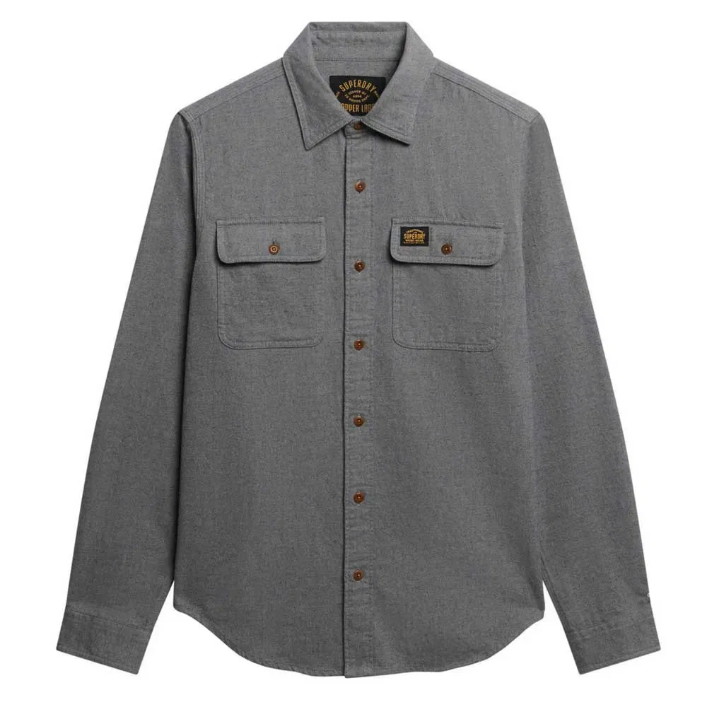 Рубашка фланелевая с длинным рукавом Workwear Superdry, серый — фото 3