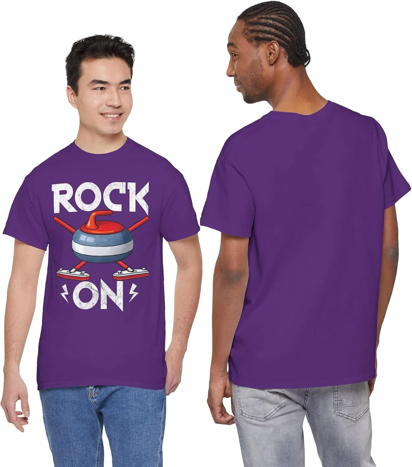 Футболка с ретро-принтом Rock On Gildan 5000, Purple — фото 3