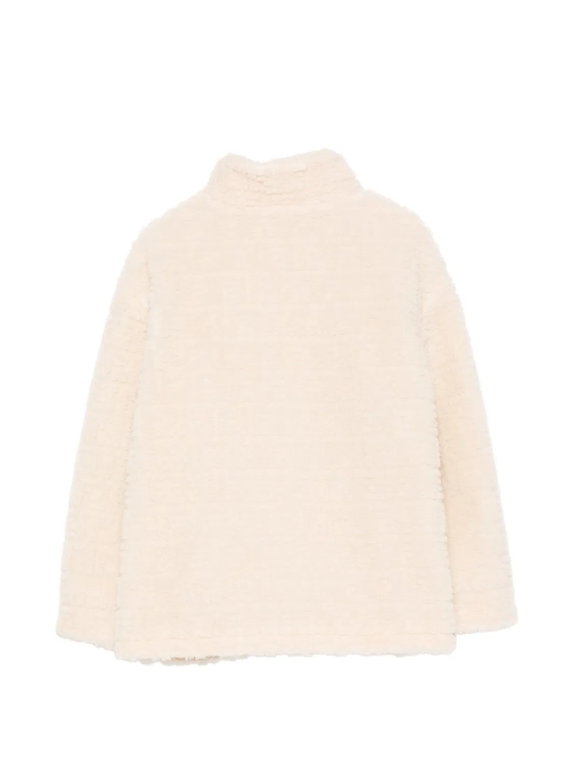 Фактурная куртка с нашивкой-логотипом Fendi Kids, нейтральные цвета — фото 2