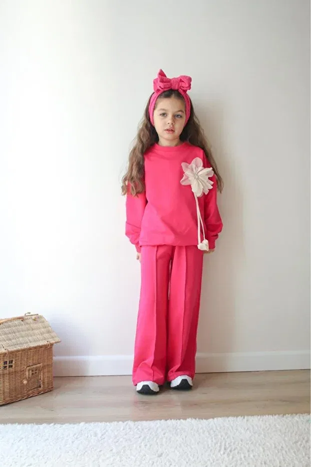 Детский спортивный костюм для девочек широкие брюки Jeliboomkidswear, Pink