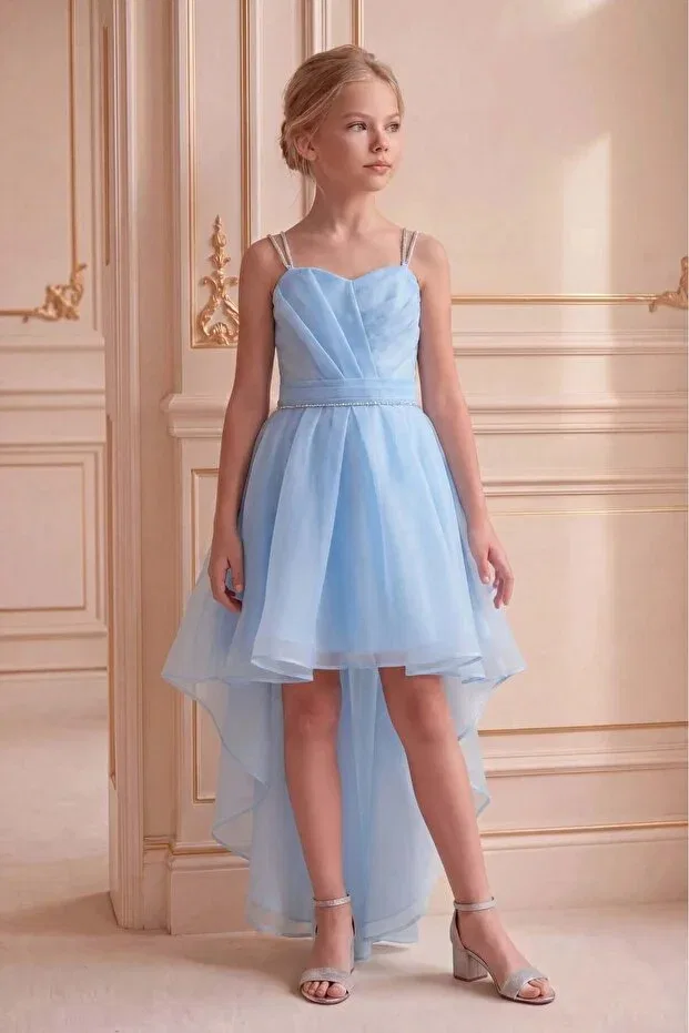 Детское вечернее платье для девочек с принтом Butikhappykids, Babyblue