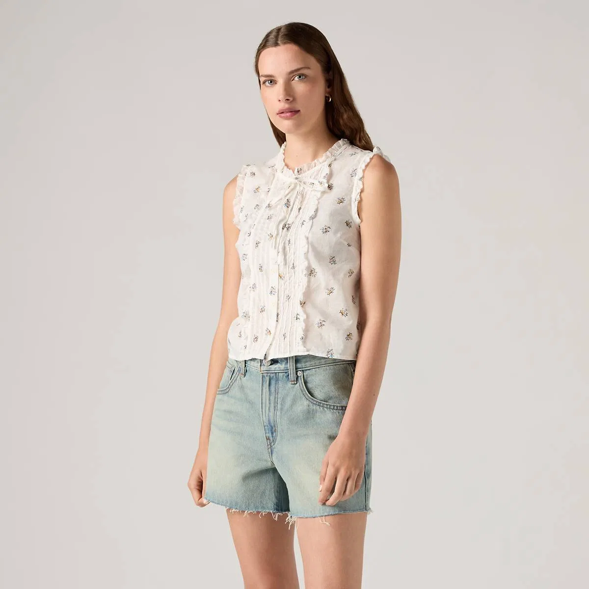 Узкая блузка без рукавов Shelby Levi's, Runa Floral Egret - Multi-Color — фото 3
