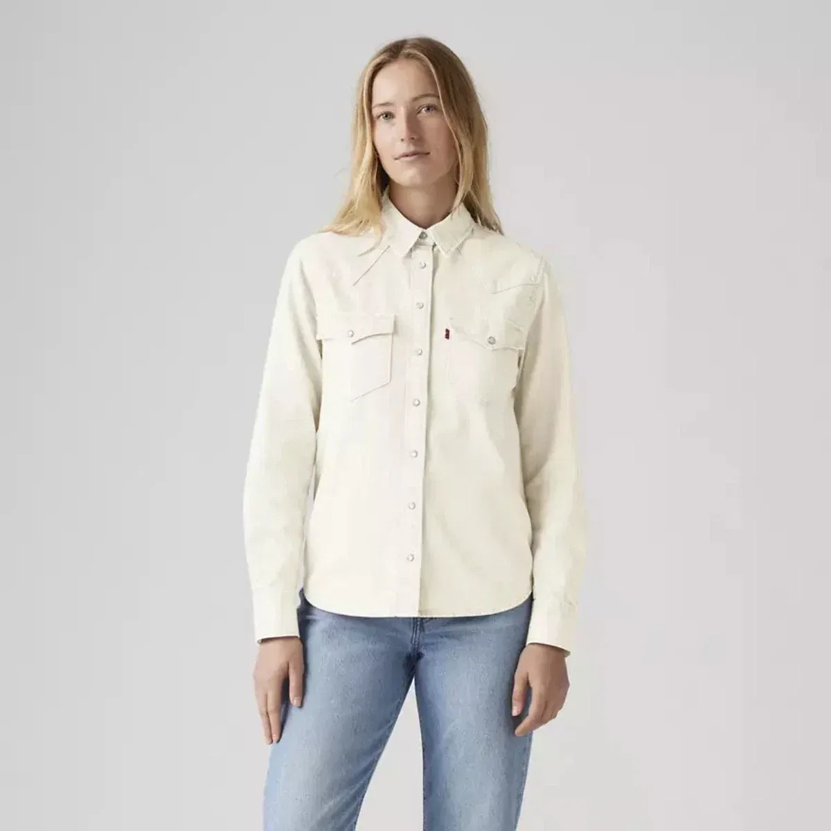 Женская рубашка в западном стиле с заостренным воротником Levi's Icy Ecru, бежевый — фото 4