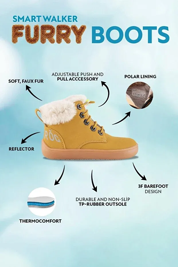 Детские ботинки для девочек меховые Hopfrög, Yellow Nubuck — фото 3