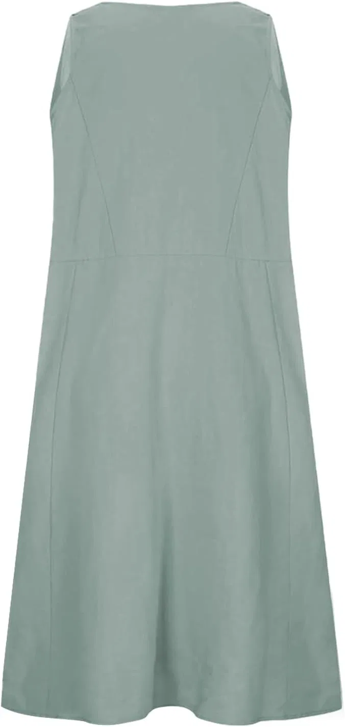 Женское летнее платье миди свободного кроя с карманами, Mint Green — фото 4