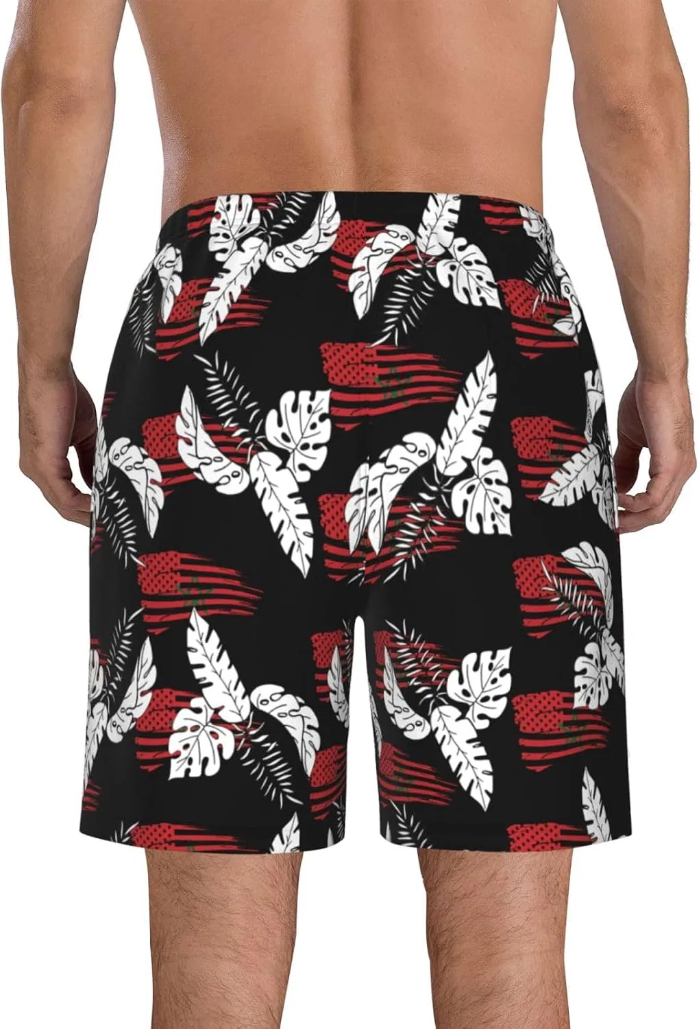 Женские шорты для плавания с флагом Америки и Марокко Quick Dry Summer Swim Trunks, White — фото 3