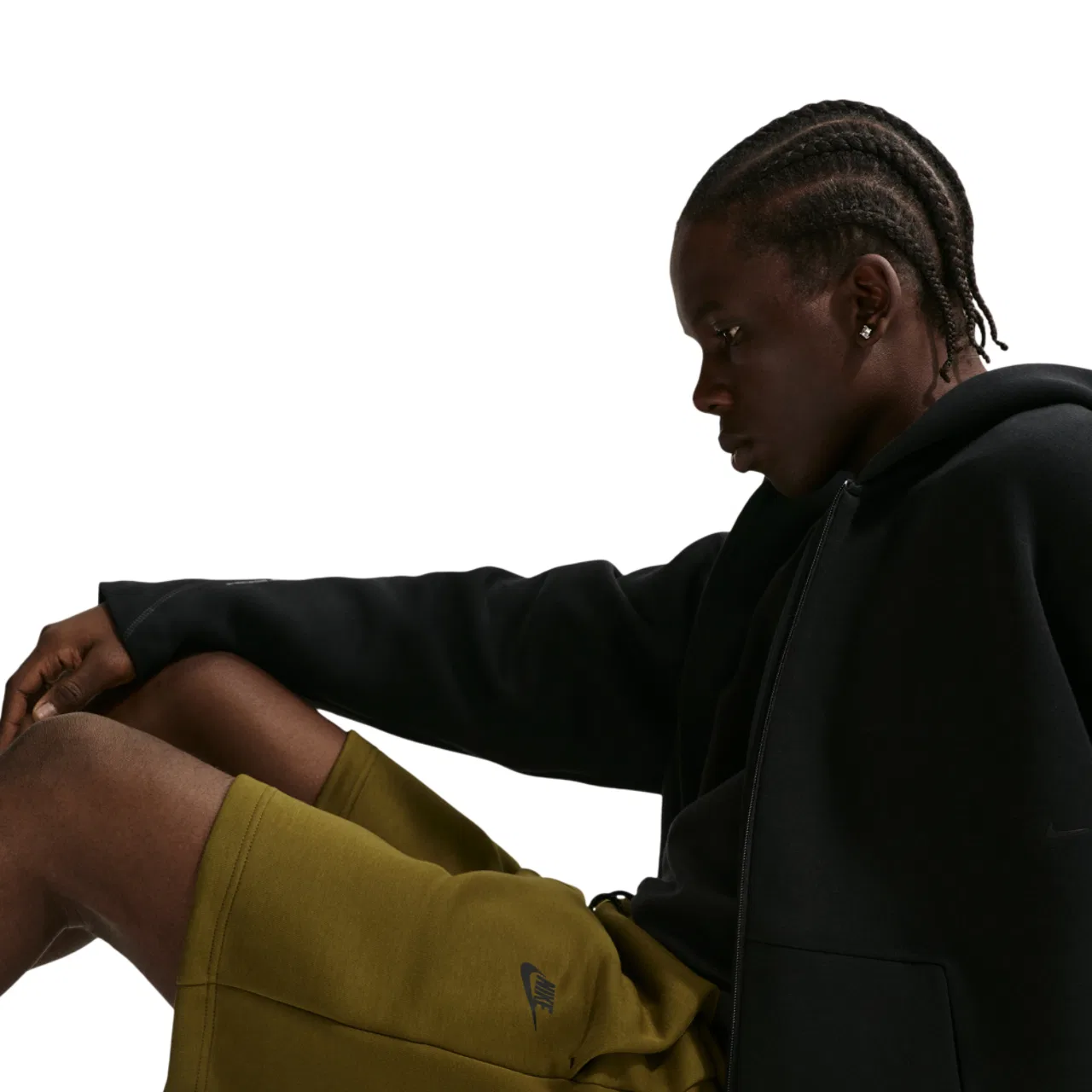 Шорты мужские Tech Fleece Nike, цвет Black/Olive Flak — фото 3