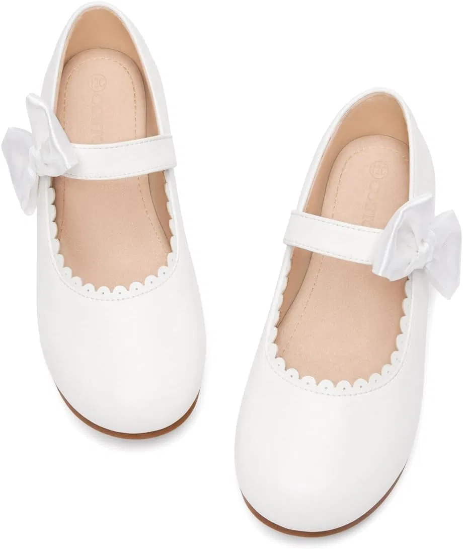 Детские туфли Мэри Джейн для девочек с бантом Coutgo, White