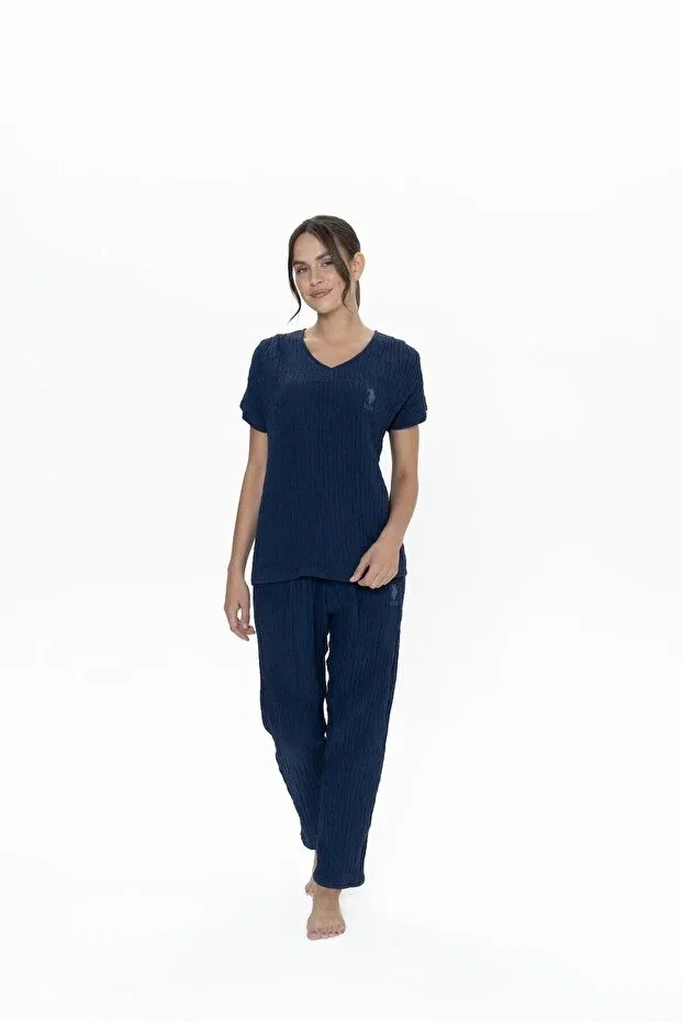 Женский пижамный комплект с коротким рукавом Halloween U.S. Polo Assn., Navy Blue