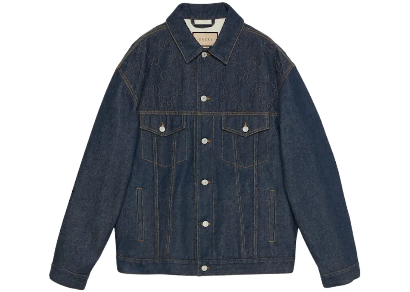 Мужская джинсовая куртка с тиснением GG Gucci, Blue