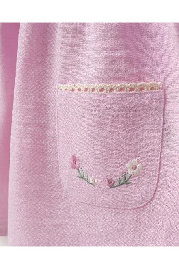 Детское платье для девочек с вышивкой кролика Magu, Pink — фото 4