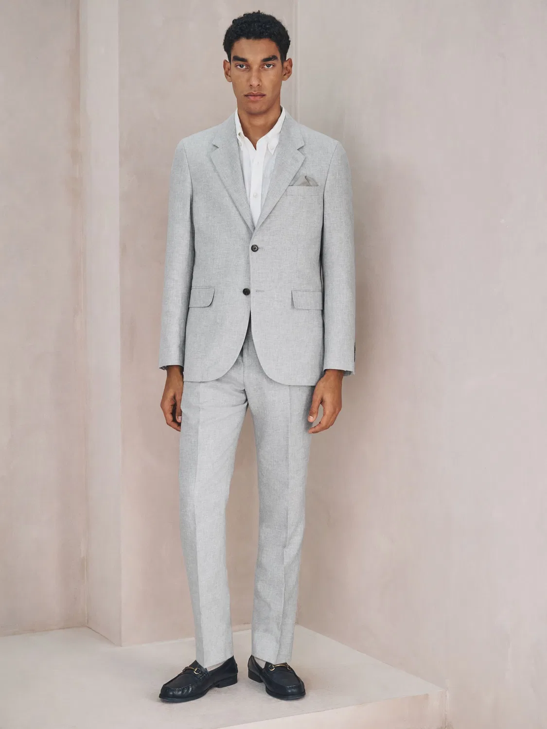 Пиджак приталенный из смесового льна, Grey Tailored Fit Linen Blend Texture Next, серый — фото 2