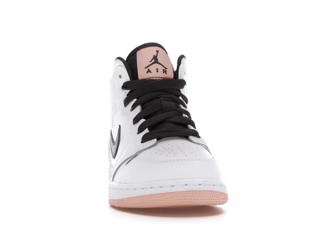 Детские кроссовки с перфорированным носком Jordan 1 Mid Jordan, White/Anthracite-Arctic Orange — фото 2