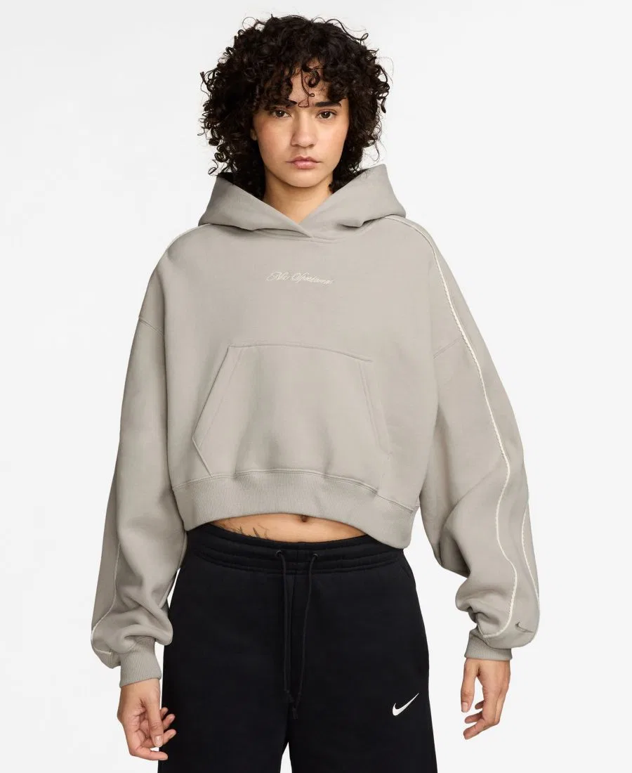 Женский худи оверсайз из флиса с декоративной отделкой Nike Studio, Cream II/Sail/Cream II