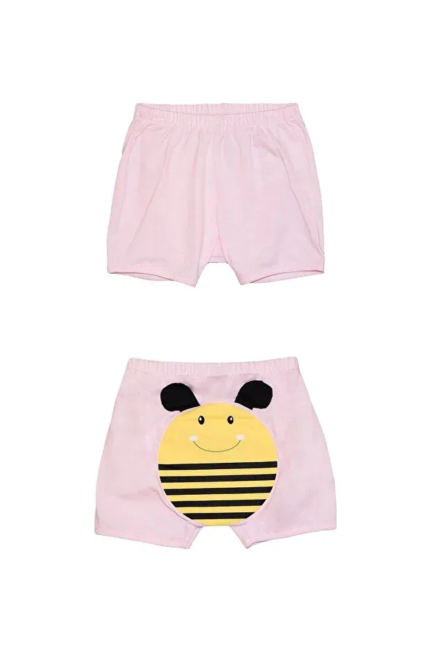 Детские шорты для девочек с принтом Pink Airplane Lovetti, Pale Pink