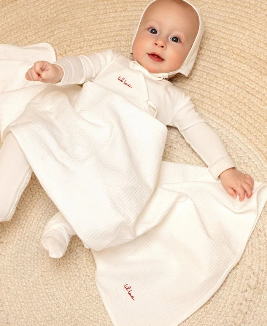 Детский боди-комбинезон с вышивкой Lil Love NoggiWear, Ivory / Red — фото 2