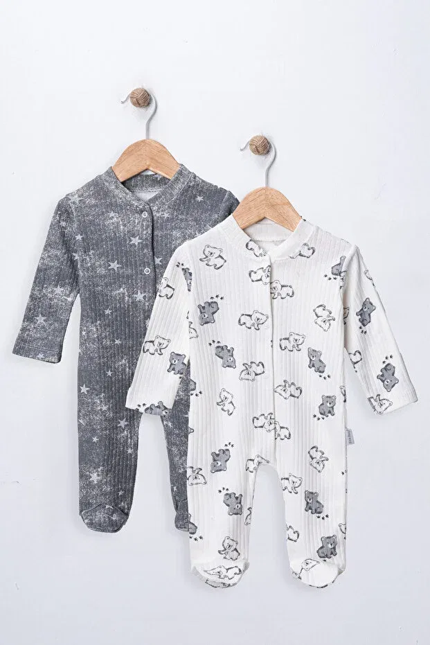 Детский комплект боди-комбинезонов с длинным рукавом Basics Defne Lina Baby, Gray — фото 3