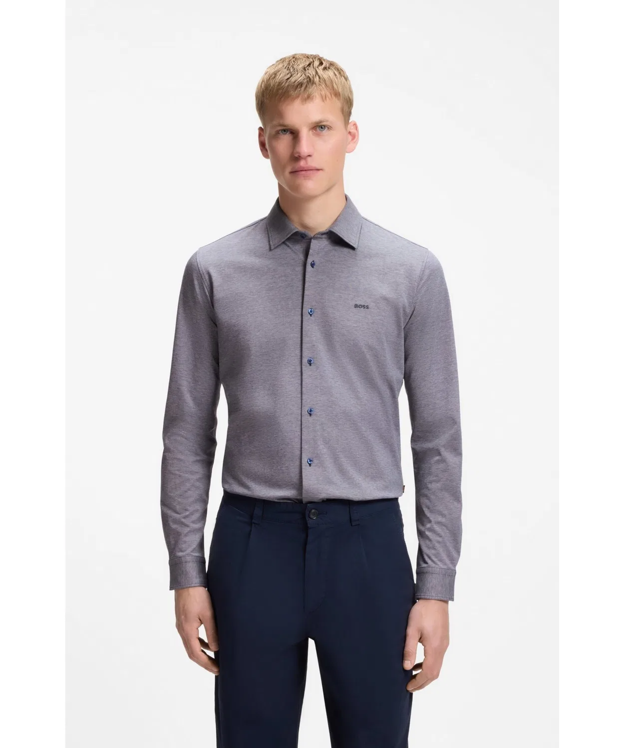 Мужская рубашка с длинным рукавомSlim Fit BOSS, Dark Blue