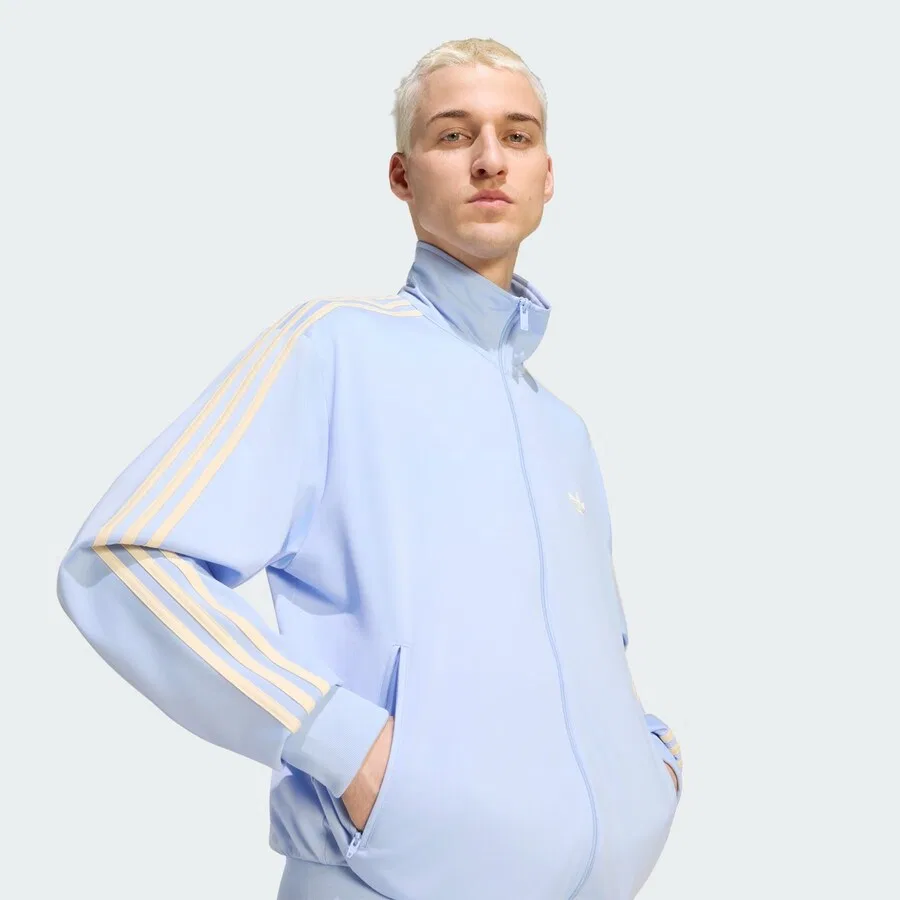 Худи на молнии ADIDAS ORIGINALS 'Firebird' светло-голубого цвета — фото 4