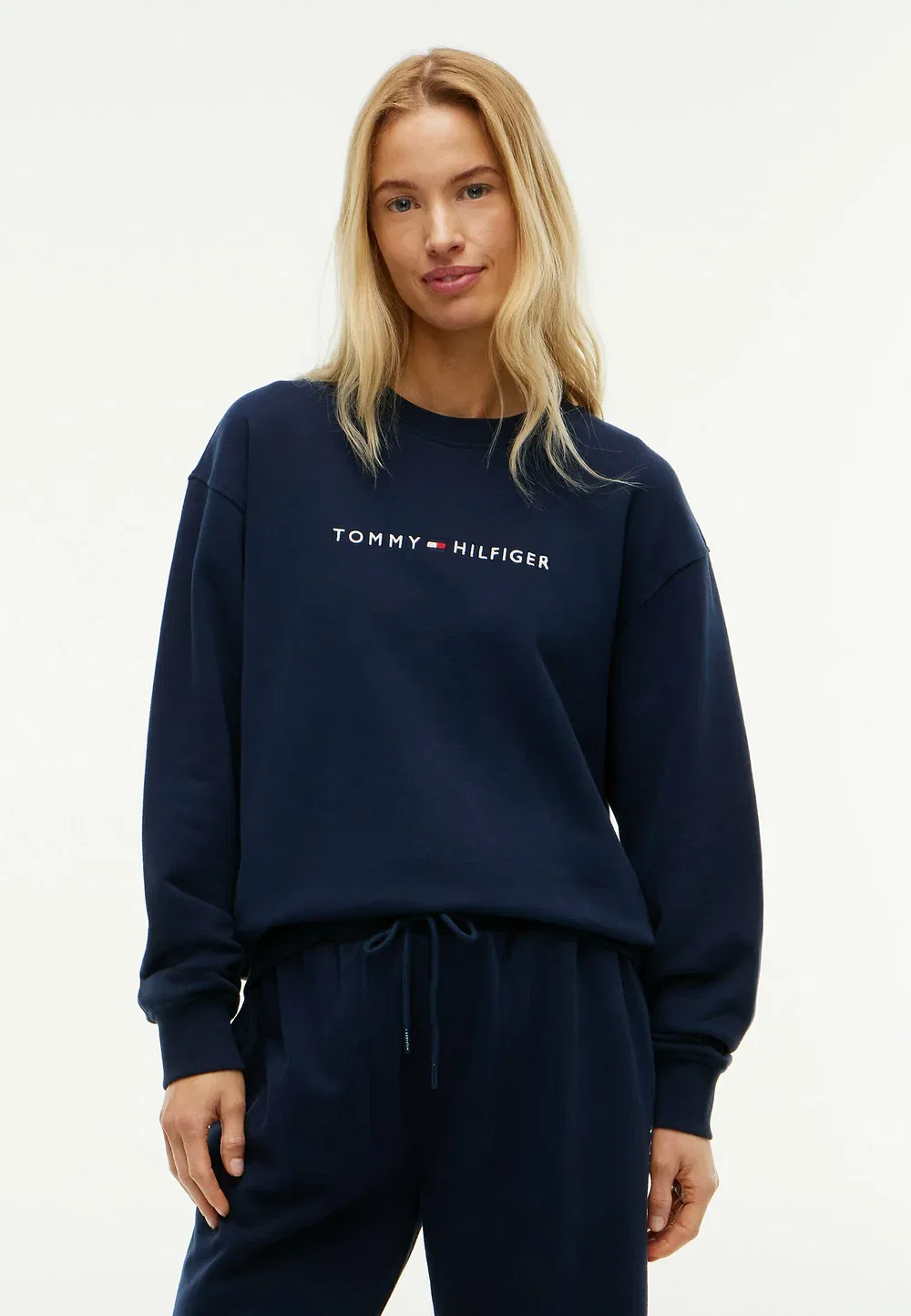 Незаменимая махровая толстовка для отдыха в стиле пижамы Tommy Hilfiger, Dark Blue