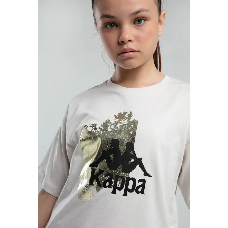 Детская футболка с принтом Kappa, Кремовый — фото 4