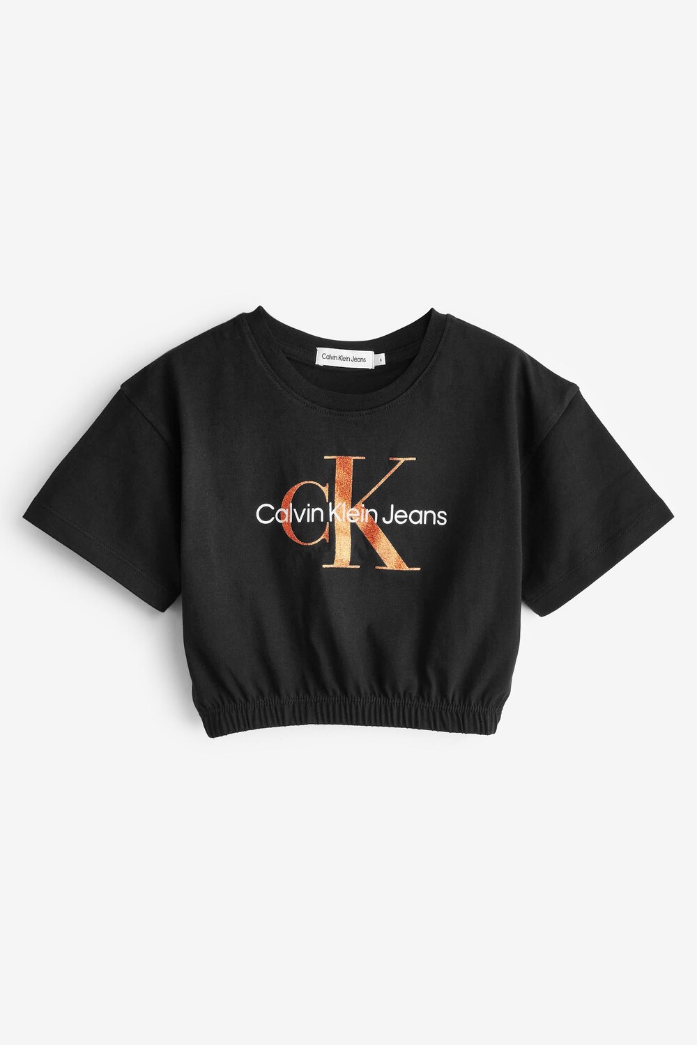

Коричневая детская футболка с монограммой Calvin Klein, черный
