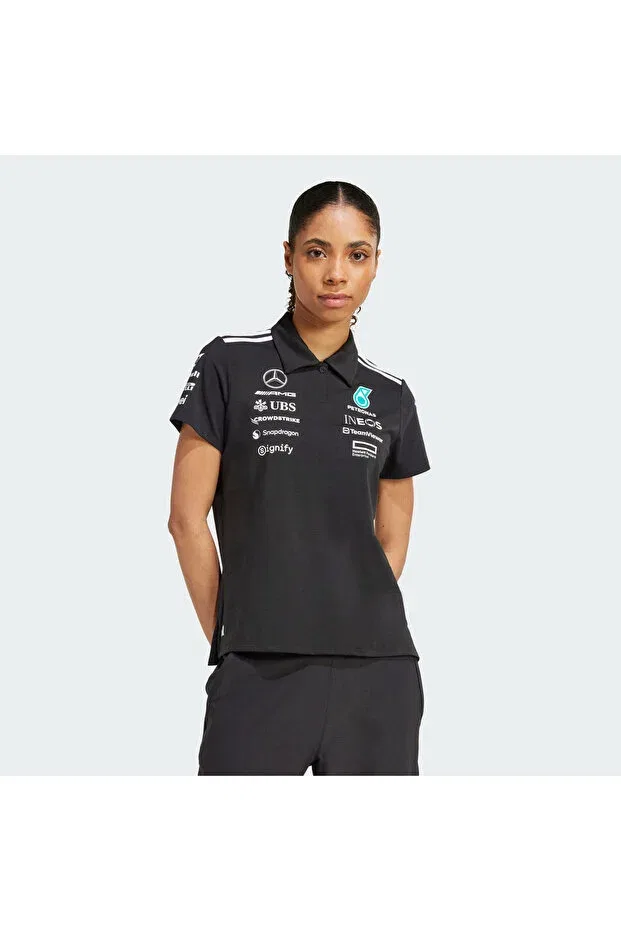 Женское поло с геометрическим принтом Adidas, Black / White