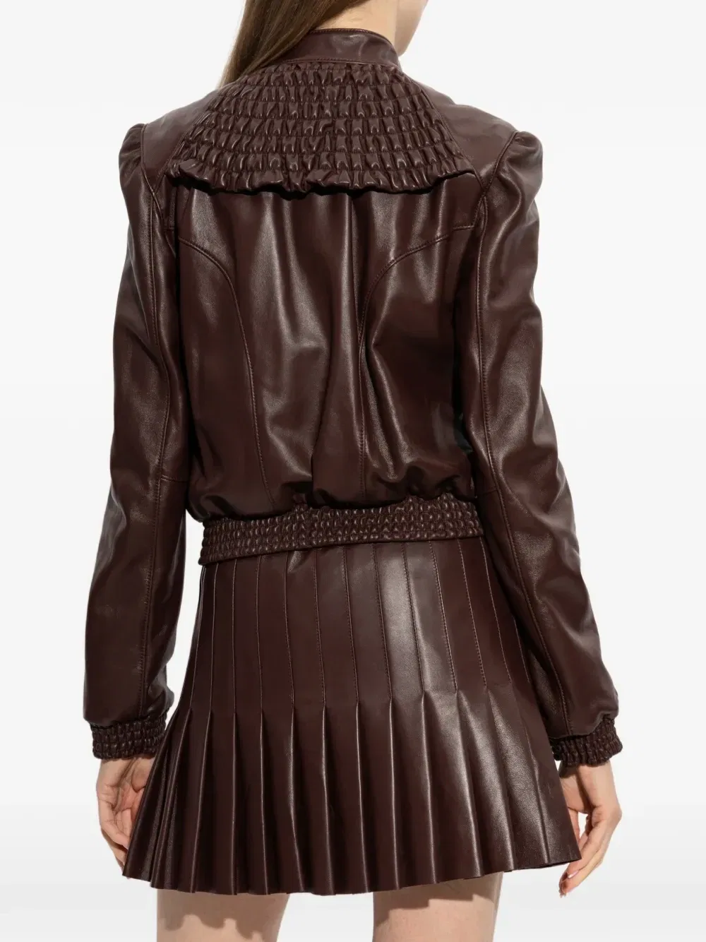 Кожаная куртка-смокинг бордового цвета Alexander Mcqueen — фото 4