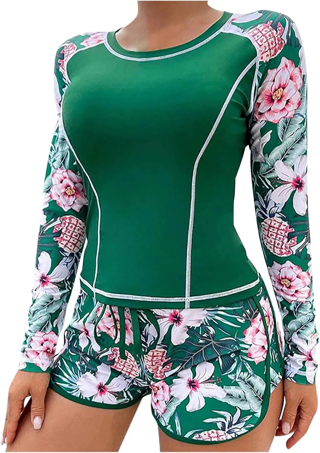 Женский танкини с утяжкой живота, спортивный, Green